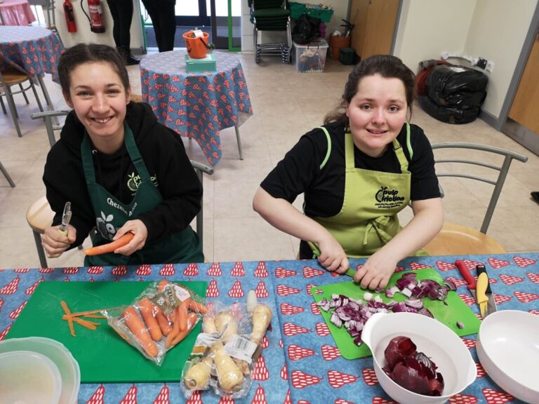 Chezelle and Katy chopping - our mission page