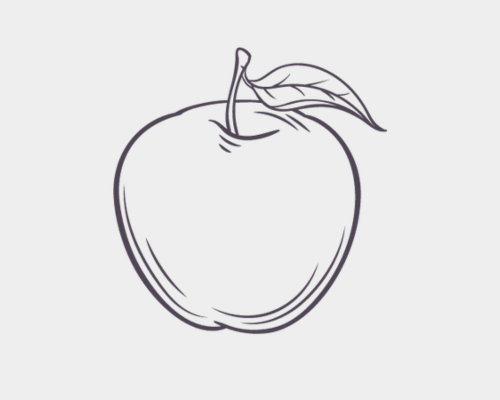 drawing of an apple on a grey background