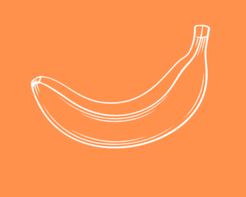 banana drawing on bright orange background