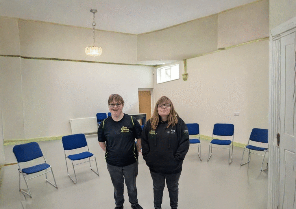 Clare and Michelle stood together at a drama workshop